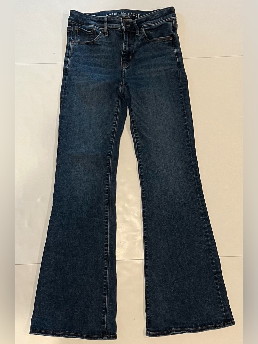 American Eagle Flare Jeans Size 2 Regular Dark Wash Stretch Boho